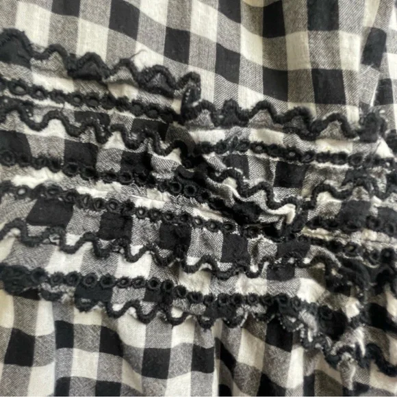 J Crew Gingham Blouse Size 10 Bell Sleeve Ruffles Cotton - Picture 8 of 16